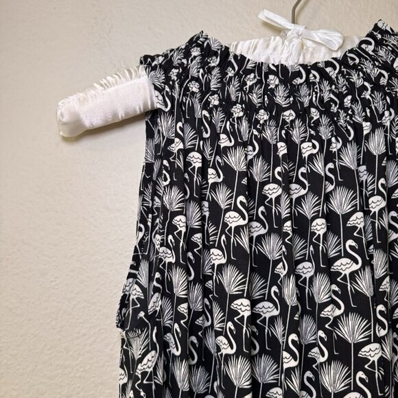 Loft Black And White Flamingo Print Sleeveless Stretchy Mock Neck Top Size S - Picture 2 of 8